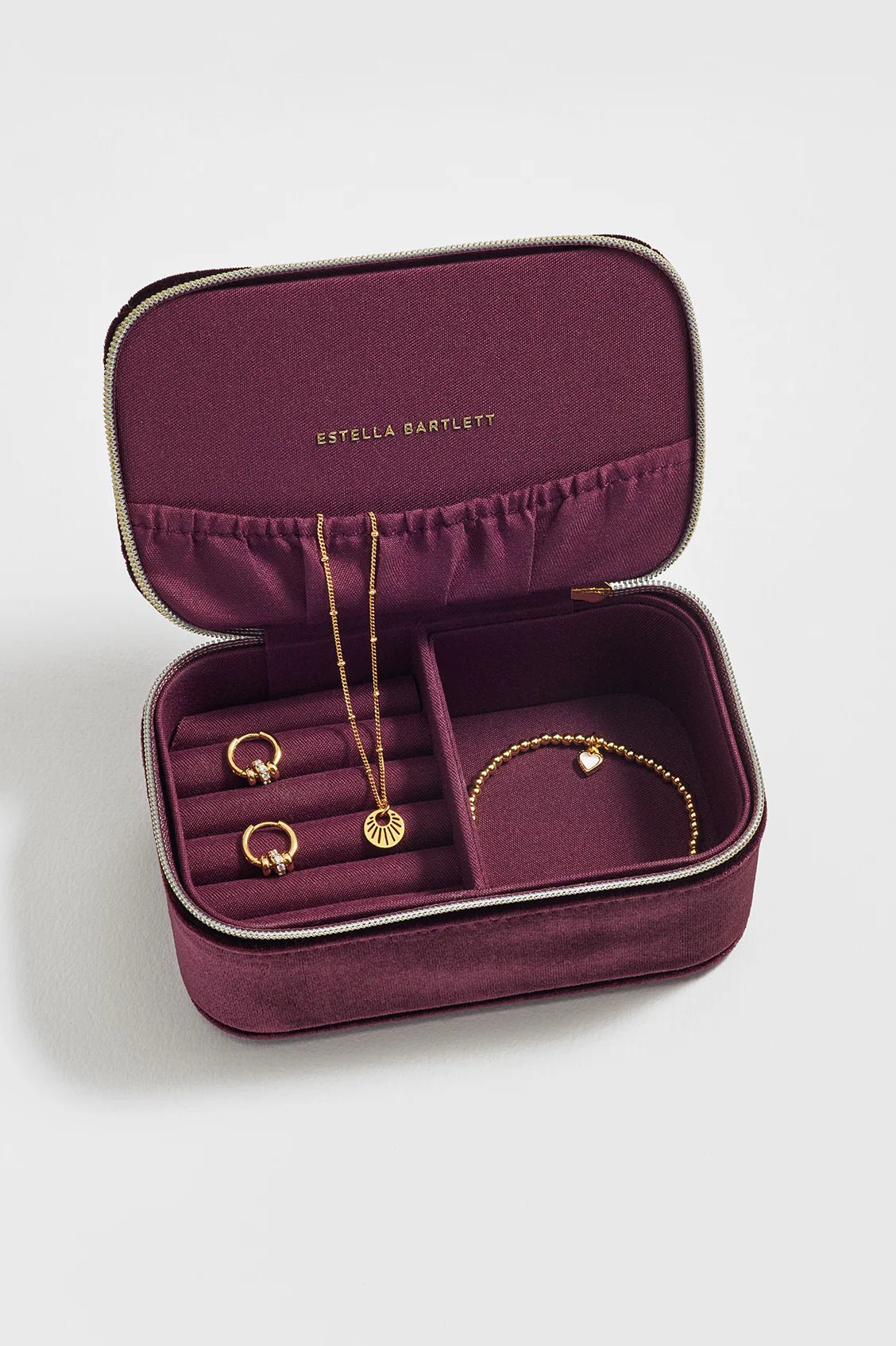 EBP6944 Quilted lid mini jewellery box burgundy velvet - Image 3