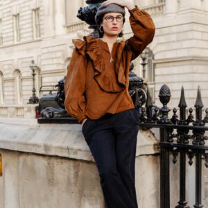 Matilda Ruffle Front Blouse Vicuna Cord