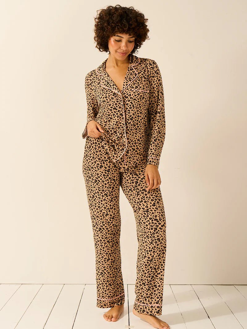 Long PJ Set Peach Latte Leopard - Image 4