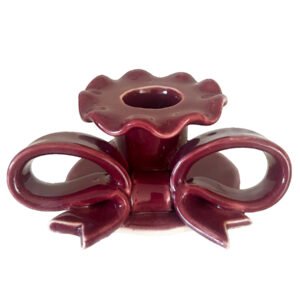 Bow Candle Holder - Burgundy