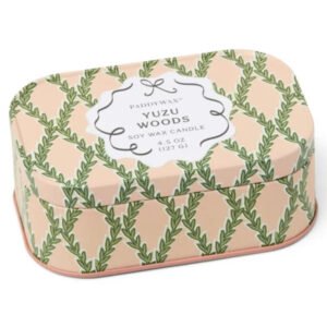 Printed Tin Candle Pink & Green Yuzu Woods