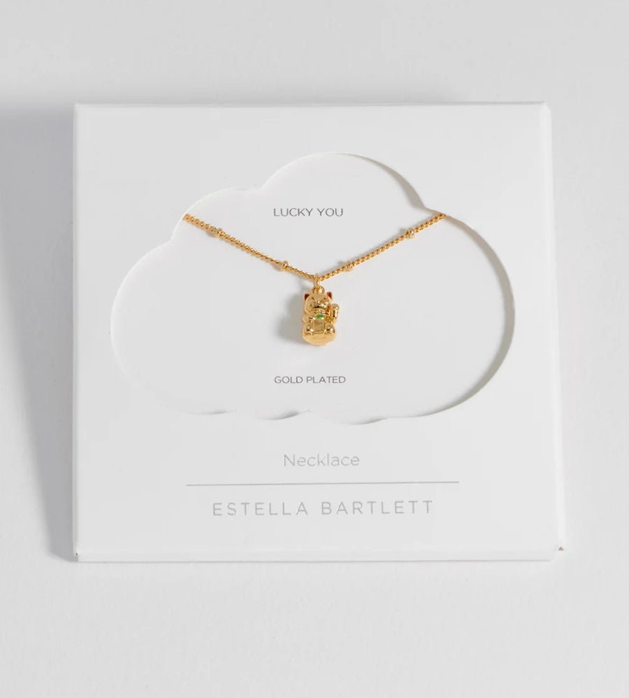 EBN6924G Lucky Cat Necklace Gold