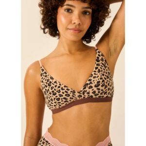 Cross Over Bra Peach Latte Leopard
