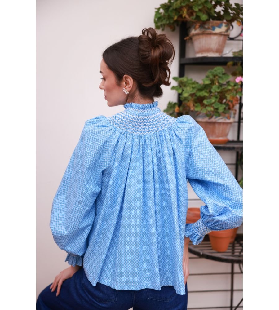 POM x Smock London Scholl Blouse - Paperwhite Ditsy - Image 2