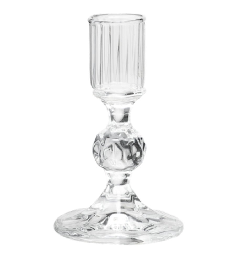 Clear Gemma Candle Holder White