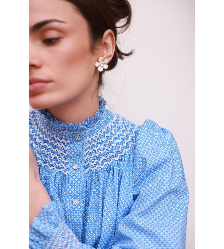 POM x Smock London Scholl Blouse - Paperwhite Ditsy - Image 4