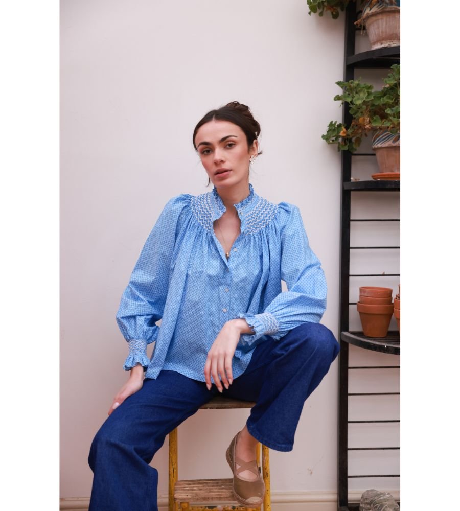 POM x Smock London Scholl Blouse - Paperwhite Ditsy - Image 5