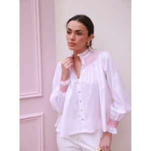 POM x Smock London Scholl Blouse - Coral Bloom