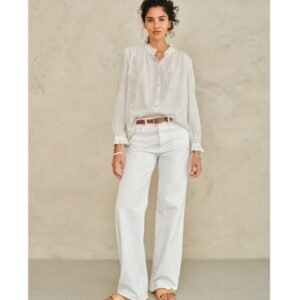 PRE-ORDER Chrissie Long Sleeve Top - Ecru/Check