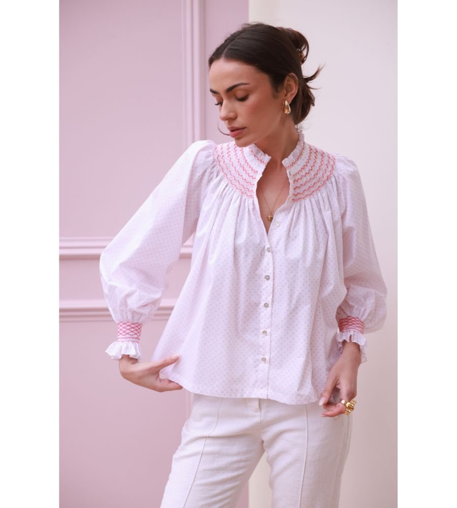 POM x Smock London Scholl Blouse - Coral Bloom - Image 2