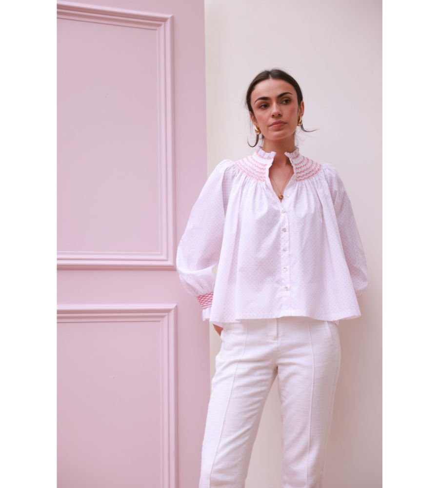 POM x Smock London Scholl Blouse - Coral Bloom - Image 4