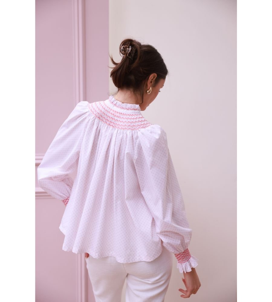 POM x Smock London Scholl Blouse - Coral Bloom - Image 3