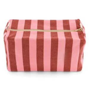 Vic Toiletry Bag Stripes Brick And Pink