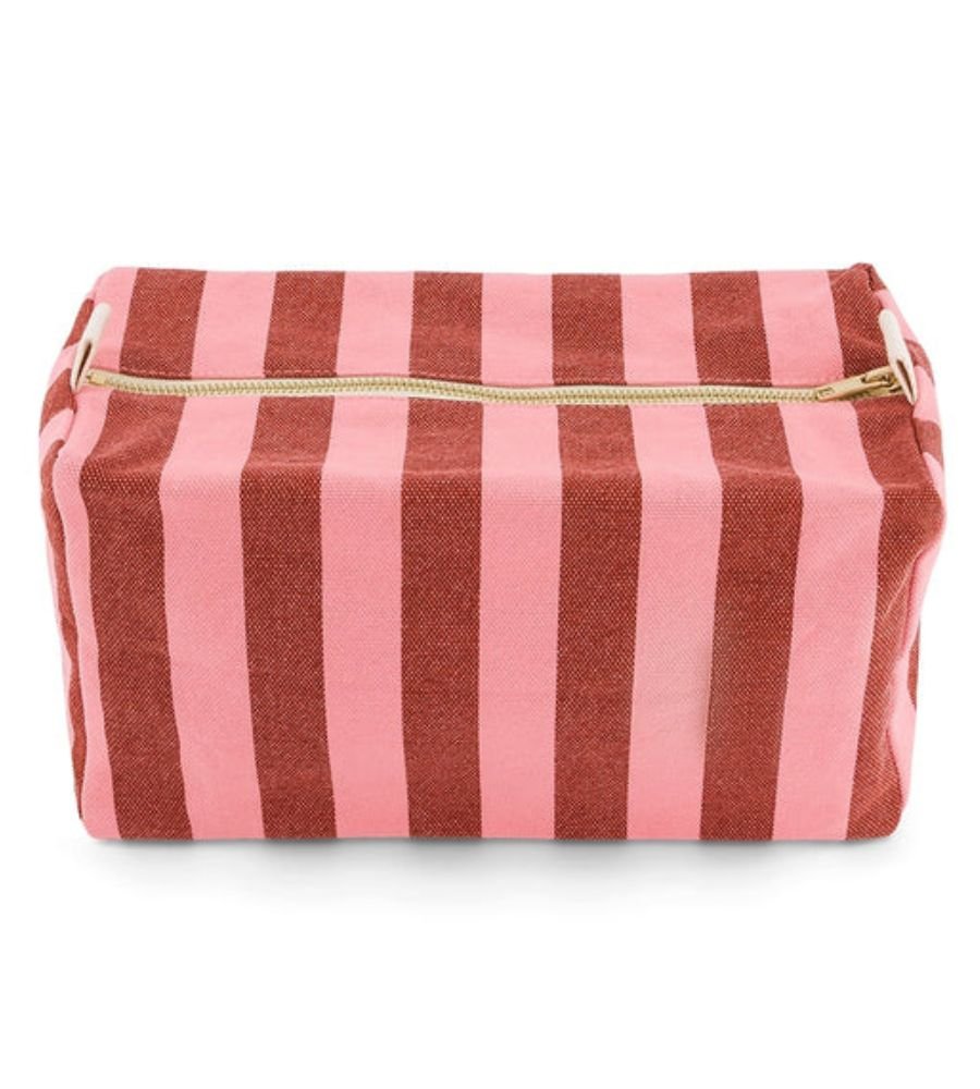 Vic Toiletry Bag Stripes Brick And Pink