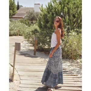 Esti Print Maxi Skirt - Blue