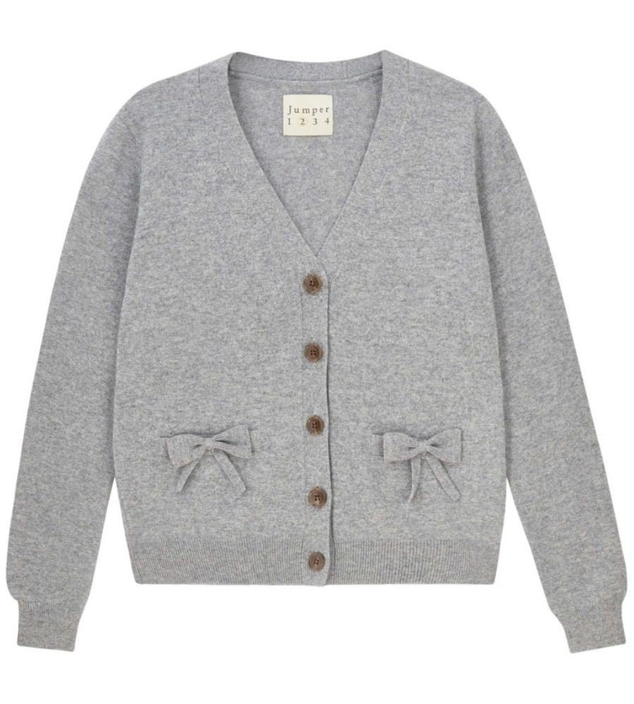 Bow Pocket Cardigan - Cloudy