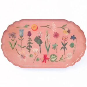 Scallop Edge Enamel Tray - Flowers