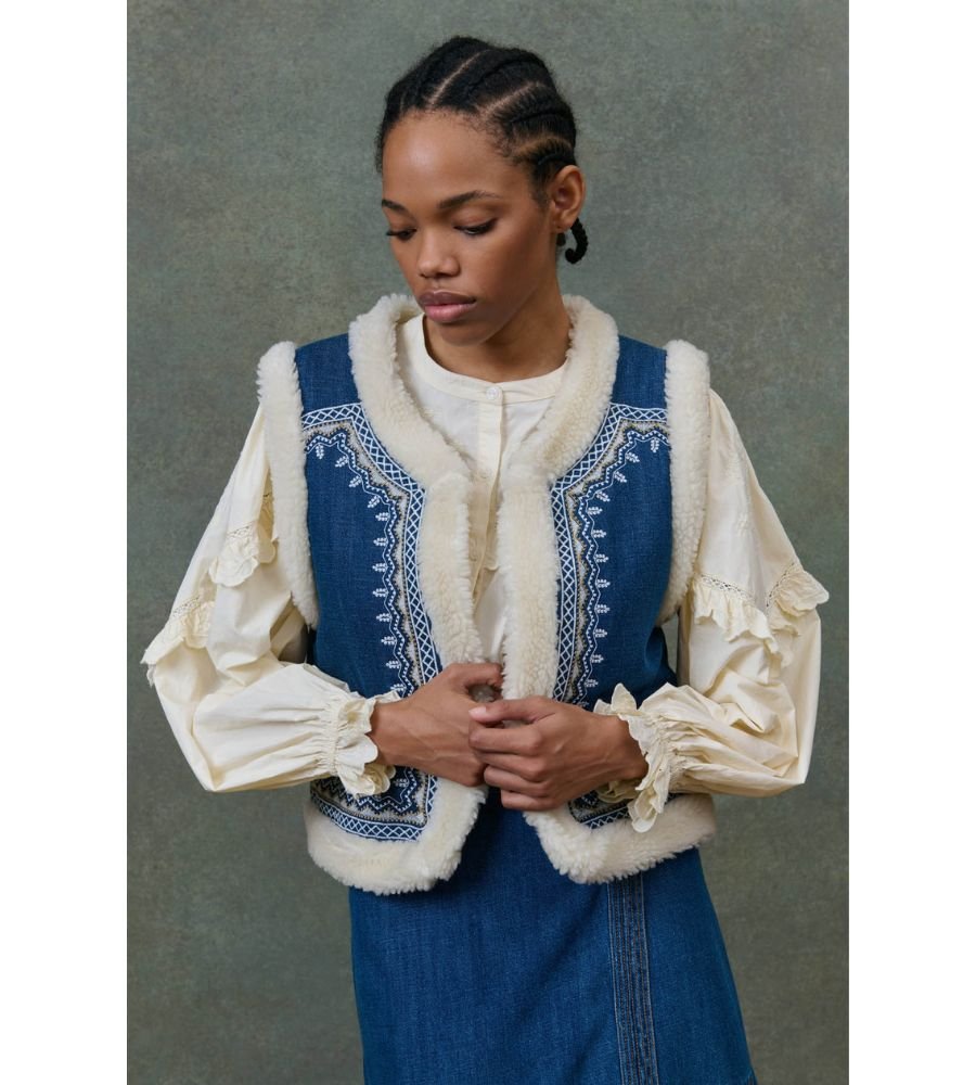 Figara Reversible Vest - Stone Blue