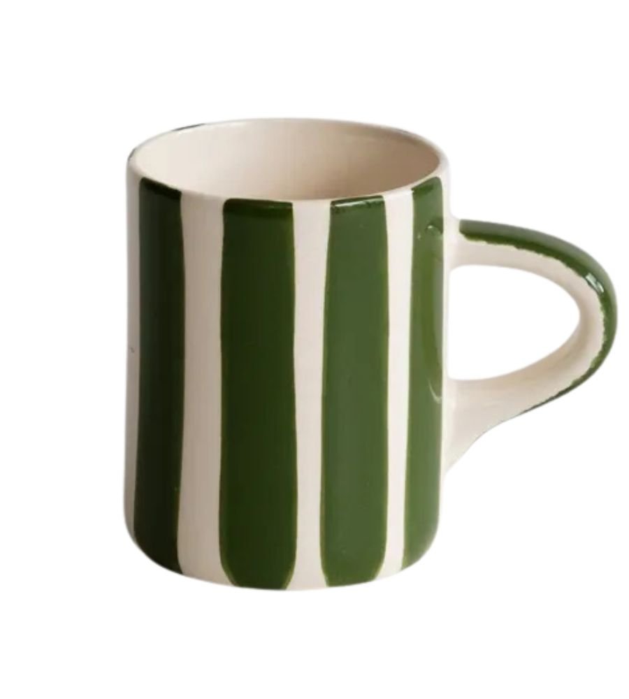 Espresso Cup Candy Stripe - Moss Green