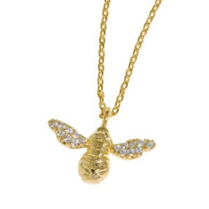EBN5355G Bee Necklace Sparkle Wings