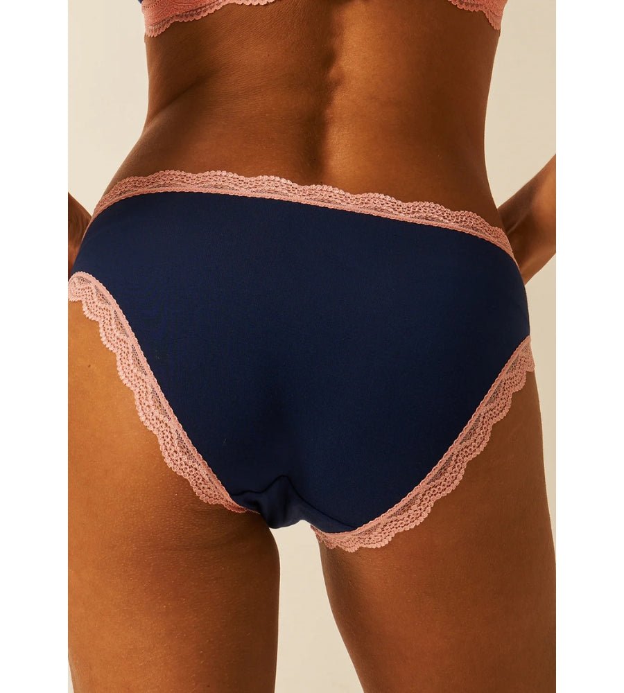 Classic Knicker - Navy & Neon Peach 1KNNVYPCH