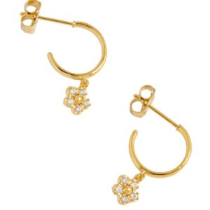 EBE7157G CZ Flower Hoop Earrings