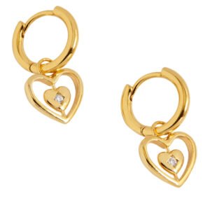 EBE7150G CZ Heart Charm Hoops