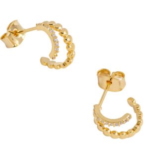 EBE7148G Heart and CZ Double Illusion Hoops