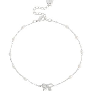 EBB6281S Bow With Pearl Beaded Chain Bracelet