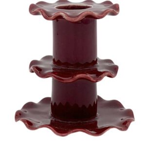 Medium Frill Candlestick - Burgundy
