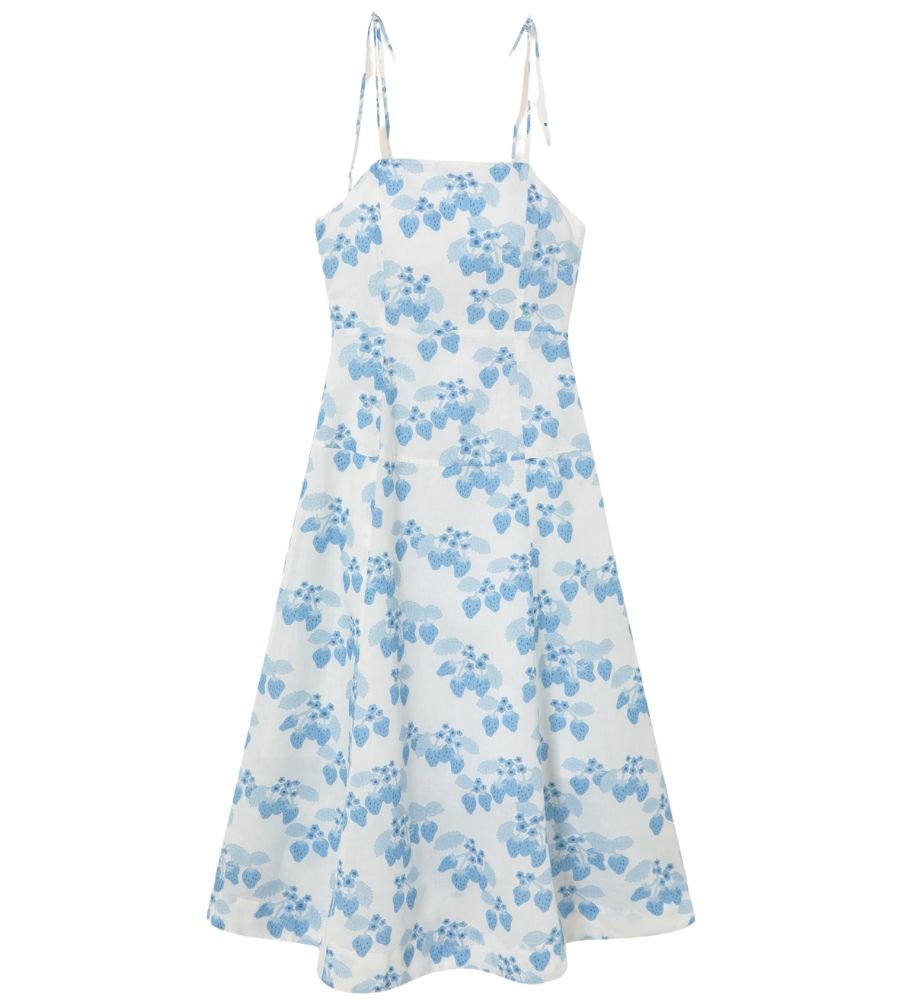 Strawberries Linen Dress - Off White