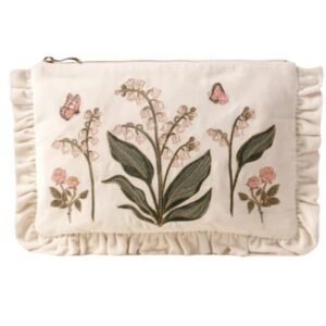 Lily Of The Valley Velvet Frill Pouch - Cream
