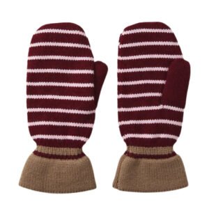 Thin Striped Emerald Mittens Burgundy