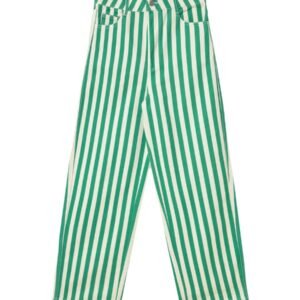 Striped Berta Long Denim - Off White/Emerald