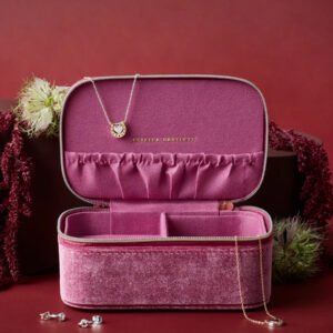 EBP6950 Quilted lid Mini Jewellery box pink velvet
