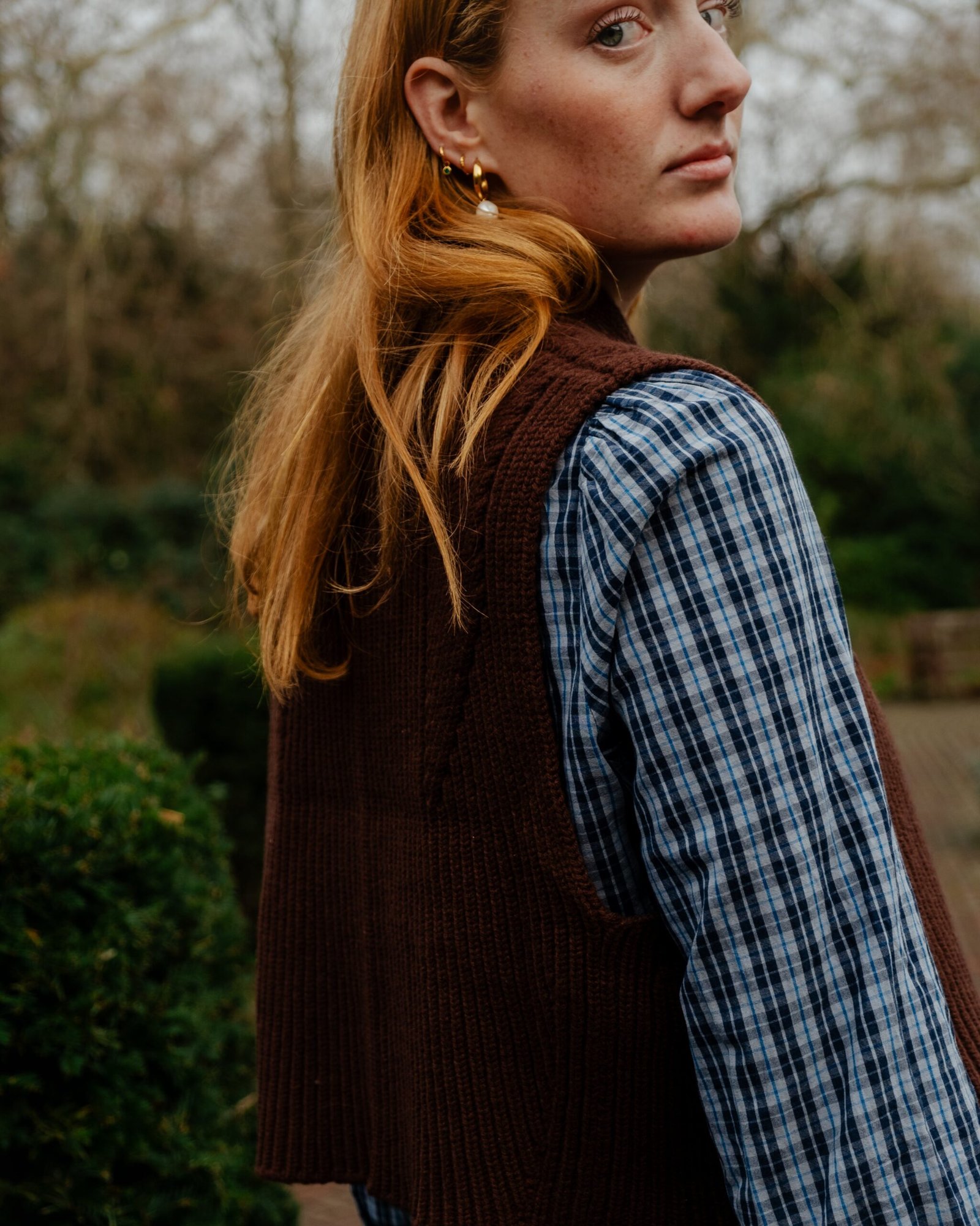 Lucy Knitted Waistcoat Chocolate Brown - Image 6