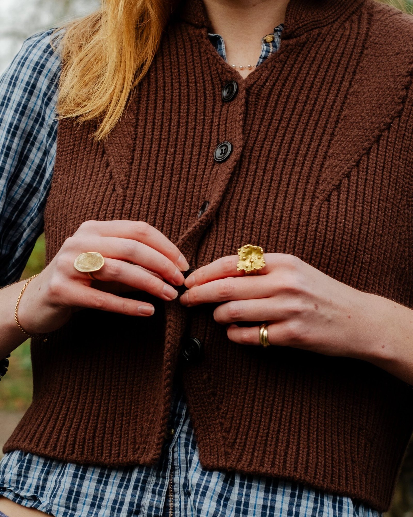 Lucy Knitted Waistcoat Chocolate Brown - Image 3