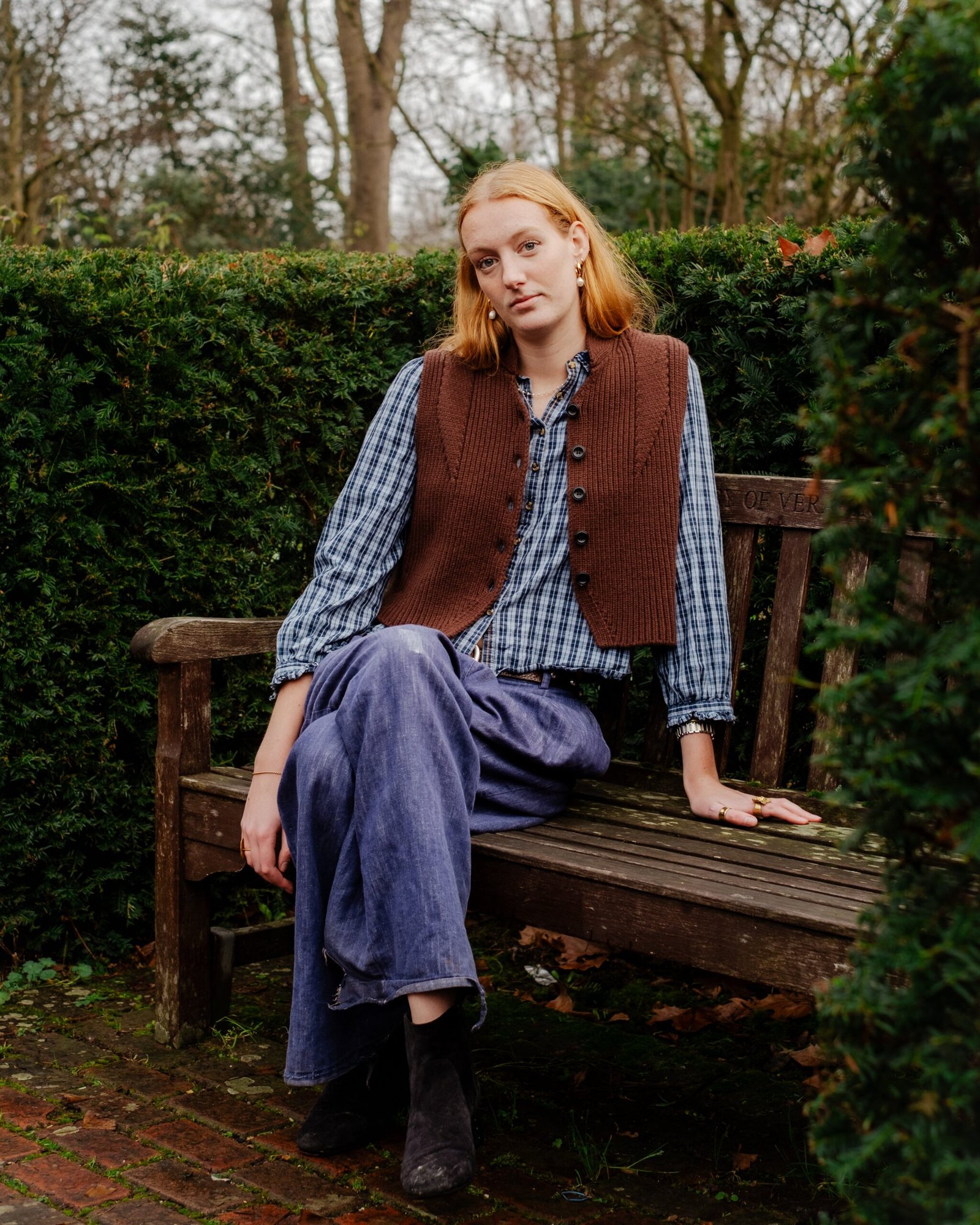 Lucy Knitted Waistcoat Chocolate Brown - Image 4