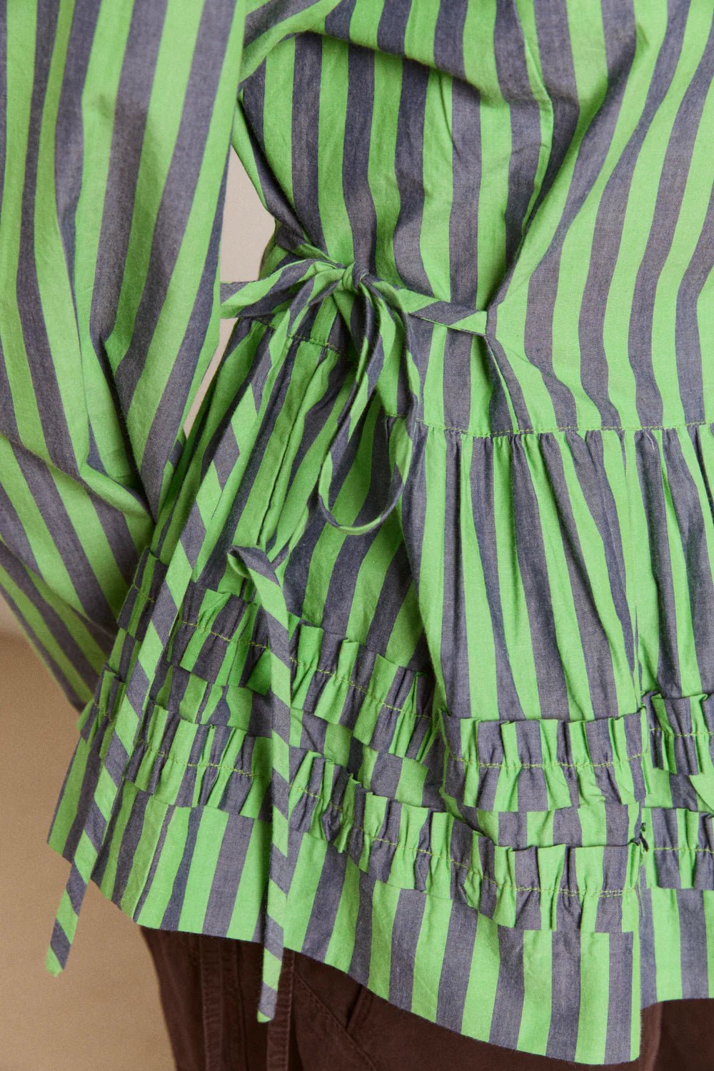 Madison Blouse - Navy Pop Green Stripe - Image 3