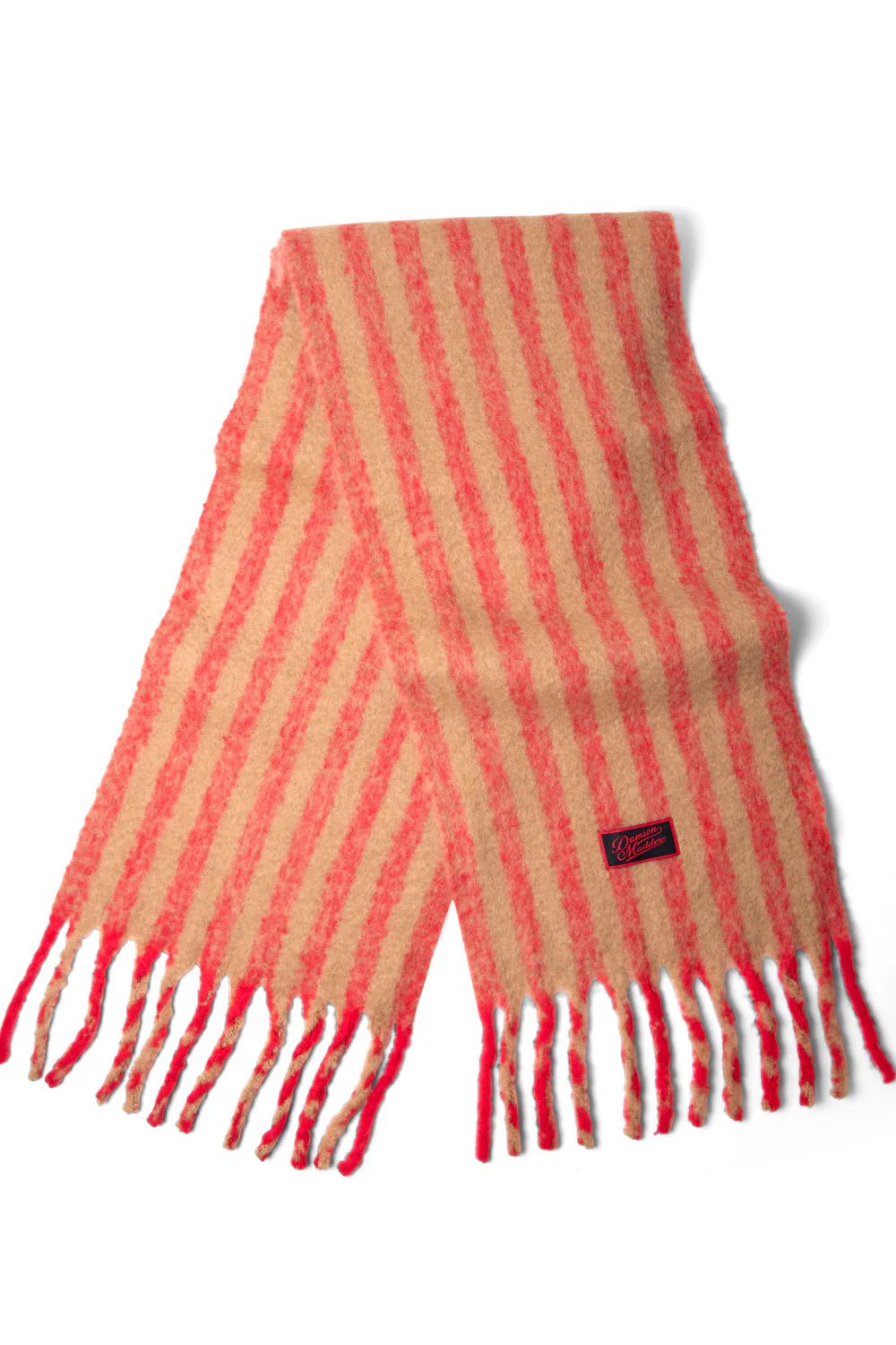 Brushed Oversized Scarf - Red Stripe - Image 3
